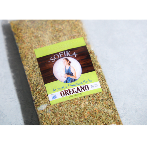 Sofika Oregano package on a light gray background 