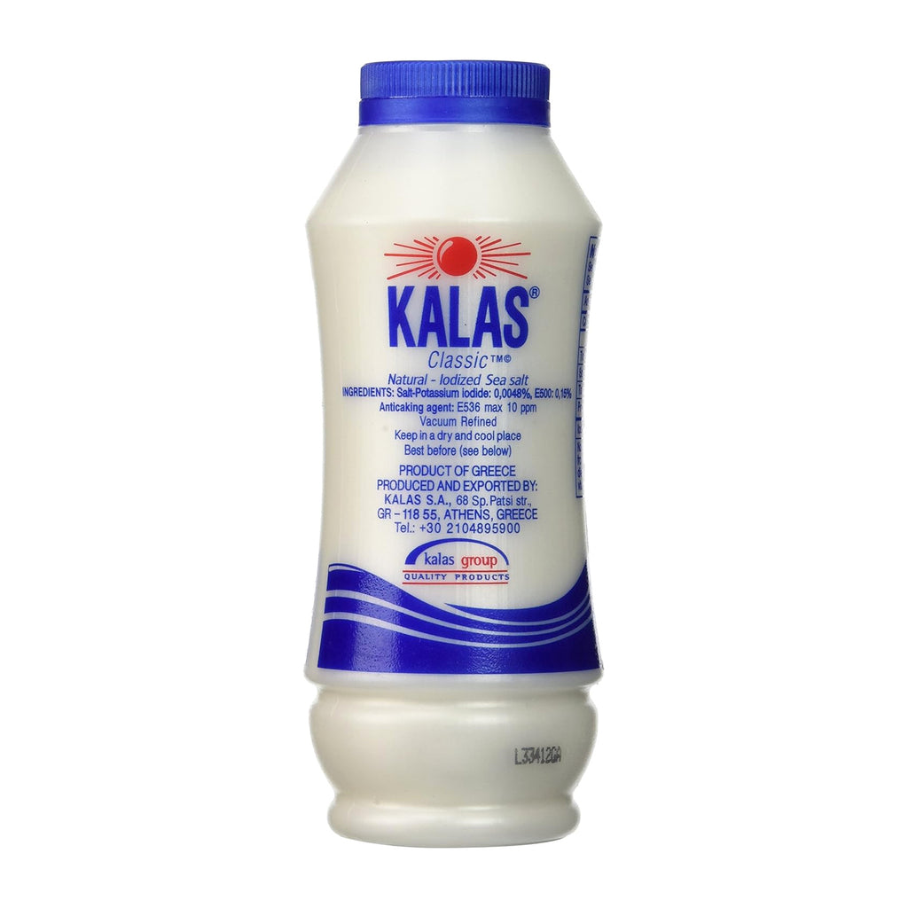 Kalas mayonnaise bottle with blue lid and label on a white background