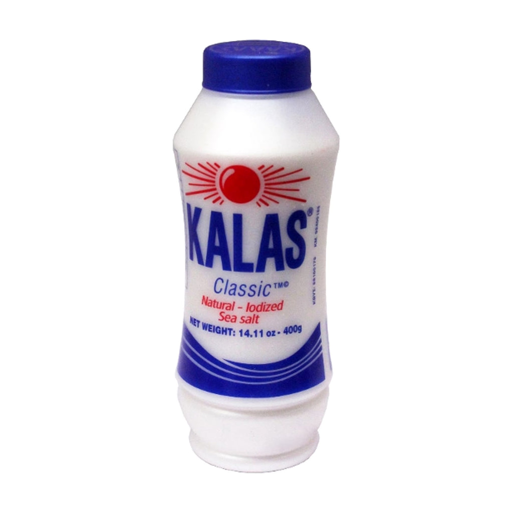 Kalas sea salt shaker on a white background