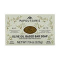 Papoutsanis olive oil-based bar soap packaging on a white background